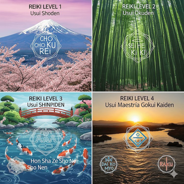 Los cuatro niveles del Reiki Usui: Shoden, Okuden, Shinpiden y Maestría